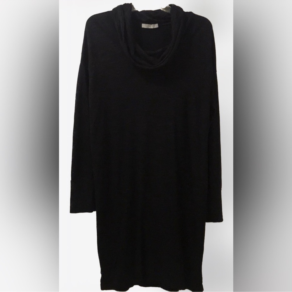 Dalia Cowlneck Black Marled Knit Dress~Size L